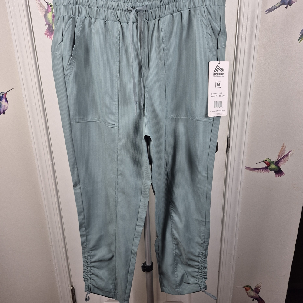 RBX Activewear Ribbed Jogger/Athleisure Pants w Pockets - Seafoam Green Size M